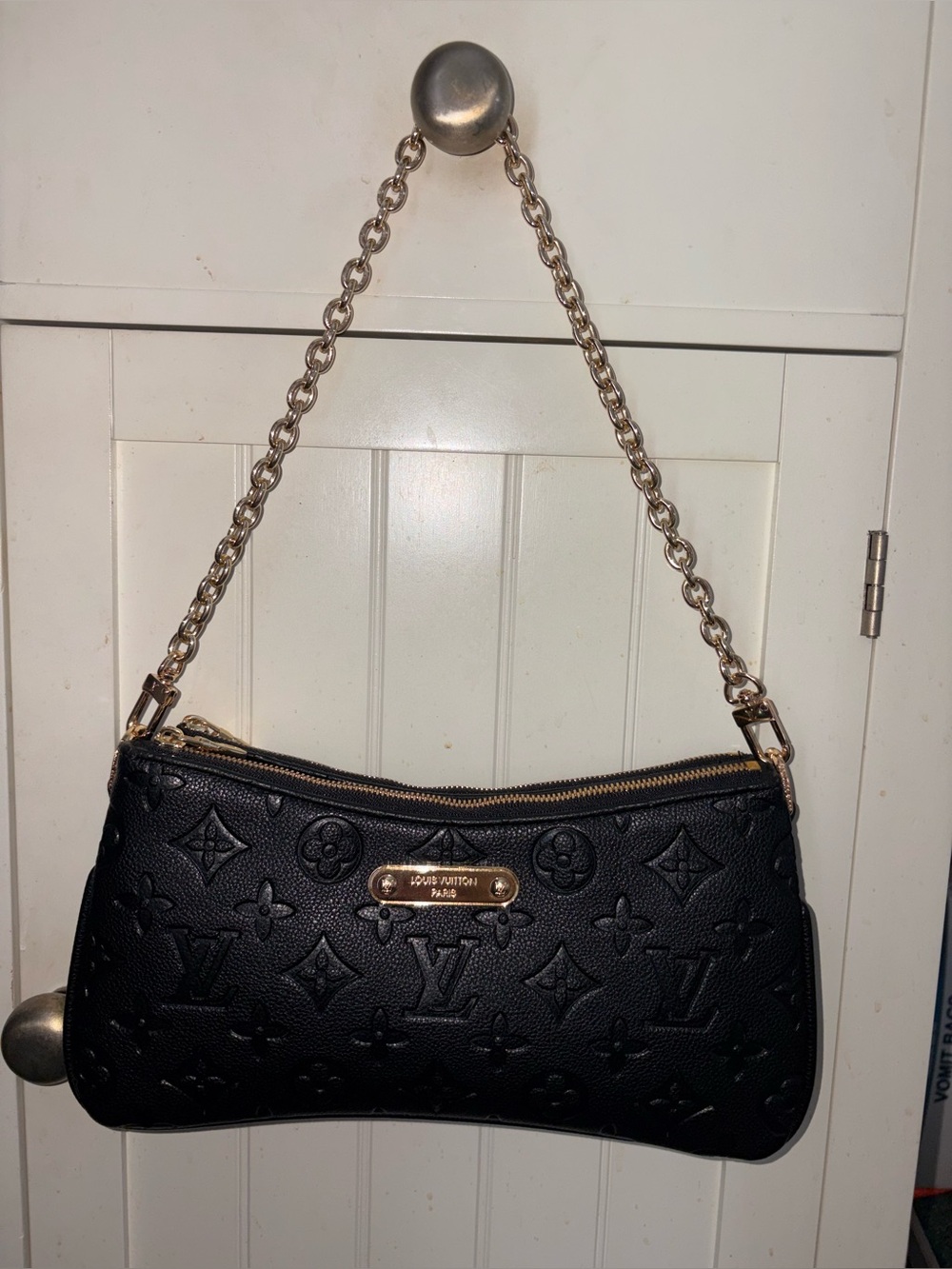 Louis Vuitton Black Embossed Monogram Chain Shoulder Bag